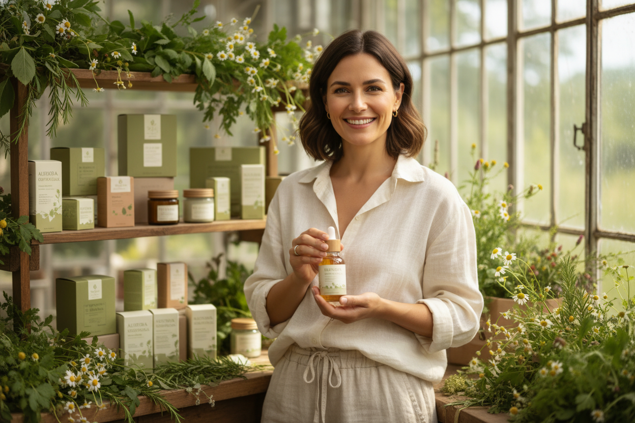 women representing a bio product brand